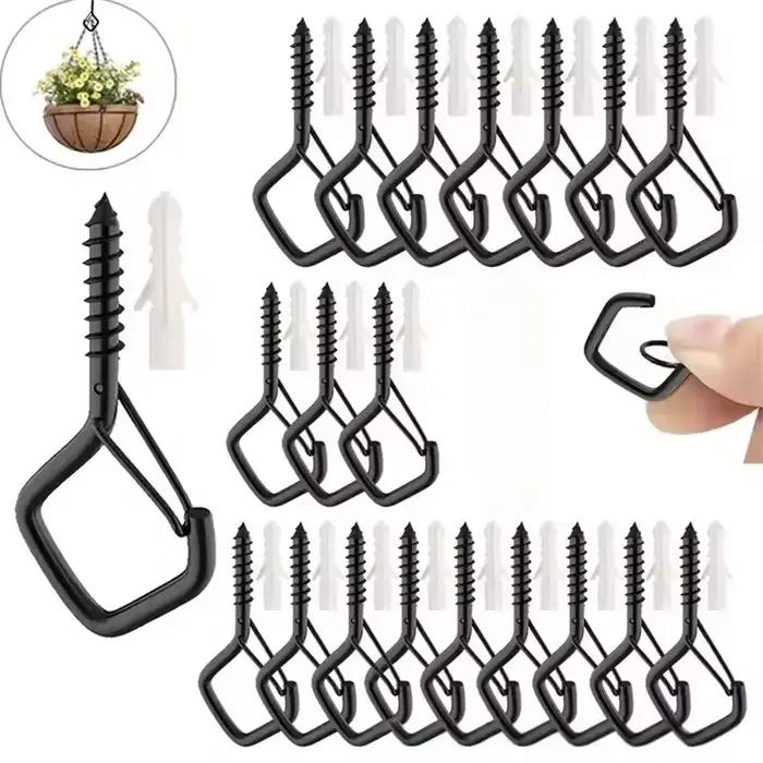 Crochets de sécurité anti-chute, crochets carrés robustes avec boucles, suspension anti-chute robuste avec boucles pour lampe à cordes bonsaï