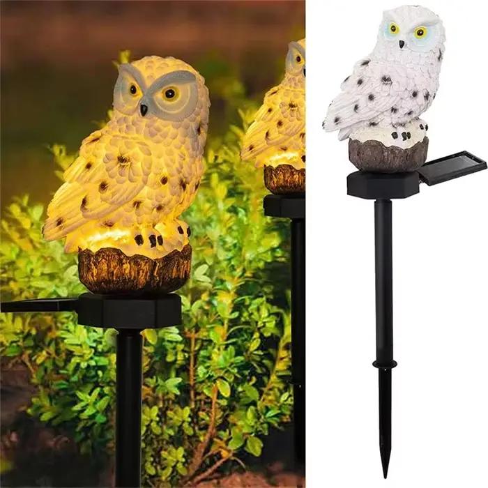 Lampe solaire en forme de hibou LED étanche pour décoration de jardin ou événements nocturnes en extérieur avec quatre couleurs disponibles