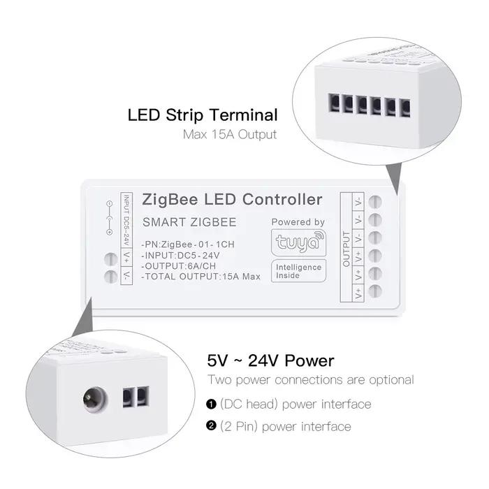 Zigbee 3.0 WiFi LED de contrôle 2.4GHz CCT RGB RGBW RGBCCT LED bande Tuya passerelle huue pont choses intelligentes télécommande DC5V-24V