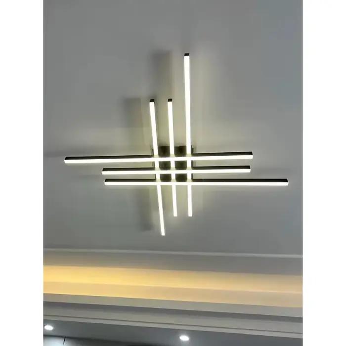 Lustre noir pour chambre principale, lampes de salon, plafonnier LED, éclairage à économie d'énergie, bande lumineuse créative pour chambre d'amis