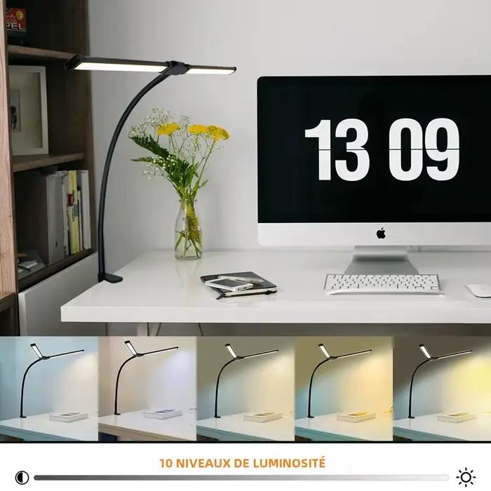 Lampe de bureau architecte LED pour la maison, protection des yeux, sans scintillement, col de cygne flexible, intensité réglable, écran d'ordinateur de bureau, lumière de table USB pour la lecture et