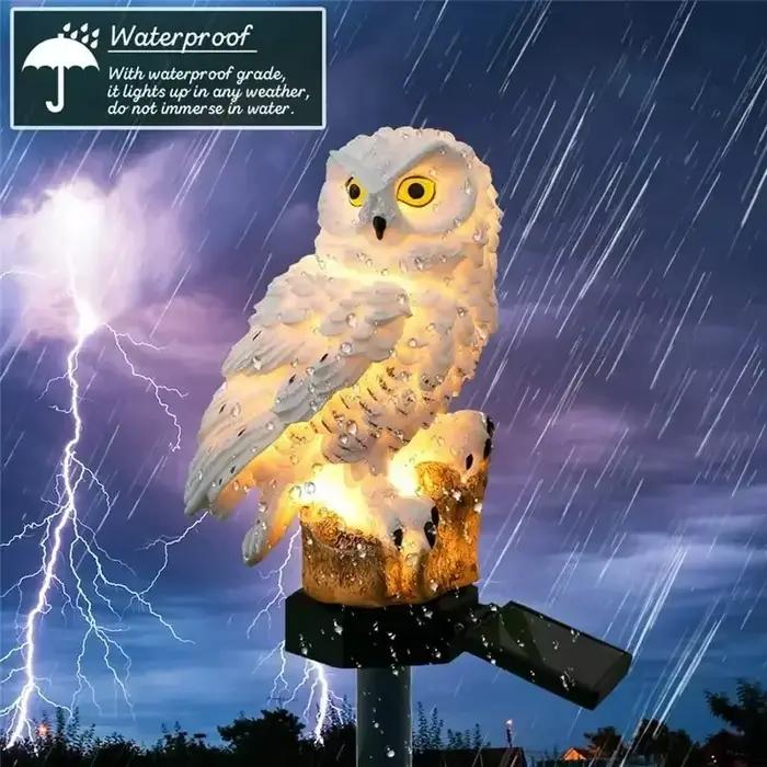 Lampe solaire en forme de hibou LED étanche pour décoration de jardin ou événements nocturnes en extérieur avec quatre couleurs disponibles
