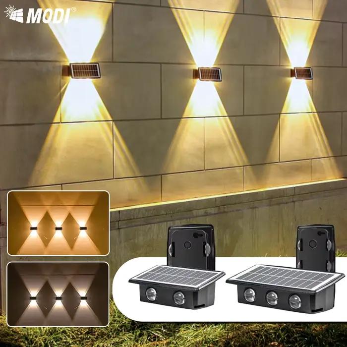 Lampes murales solaires LED étanches IP65, éclairage extérieur économe en énergie avec blanc chaud et or, réglable pour jardin F