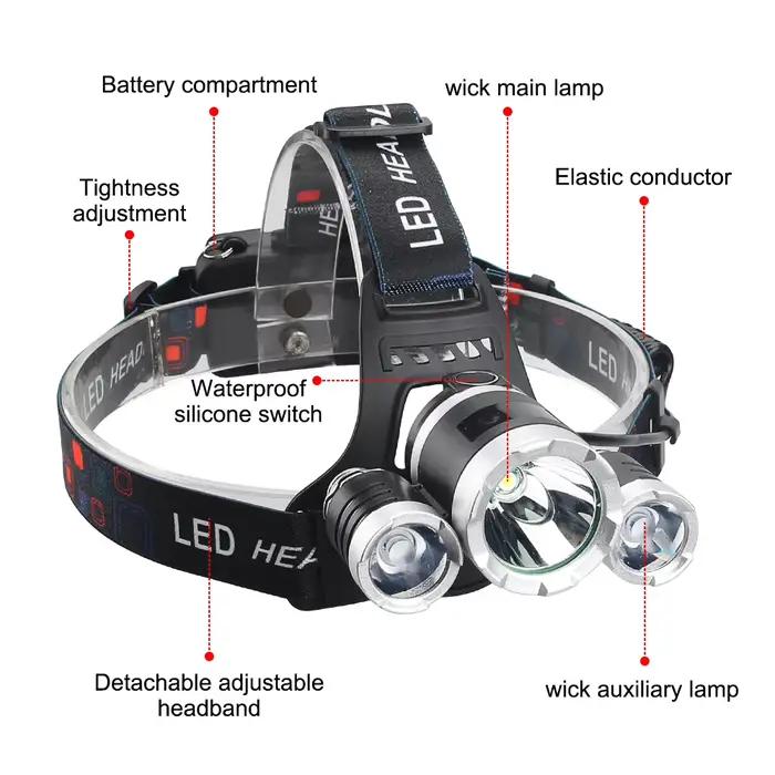 Lampe frontale de chasse rouge + blanc double lumière Rechargeable mise au point fixe étanche 4 Modes phare chasse Camping randonnée lampe de travail