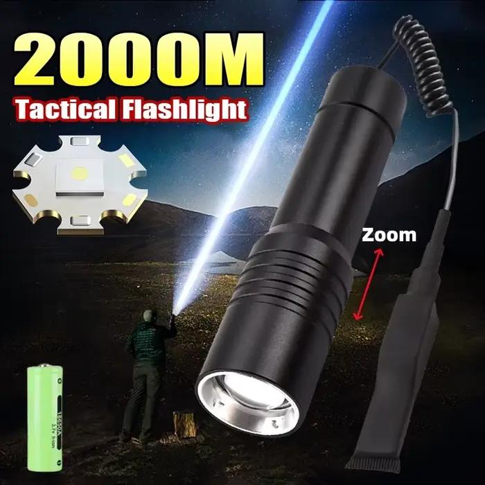 Lampe de poche tactique de chasse professionnelle, Laser blanc, Ultra puissante, Rechargeable, étanche, pour l'extérieur, 2000M, nouveauté