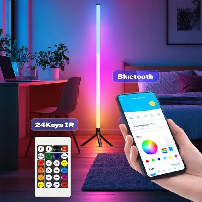 Rvb CCT Led lampadaire 24 touches télécommande Bluetooth App commande vocale 103cm Tube rond alimentation USB pour éclairage d'ambiance de salle de jeu