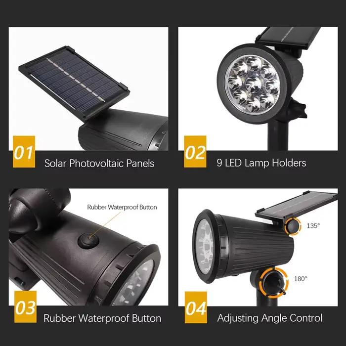 Projecteurs solaires à 9 LED