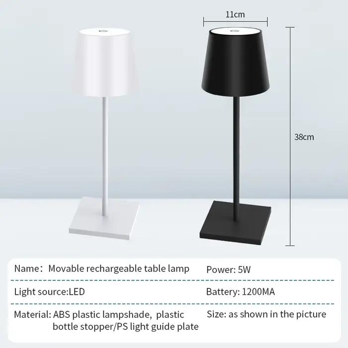 Lampe de table LED sans fil rechargeable pour chambre et bureau lampe tactile étanche pour lecture et travail confort nocturne