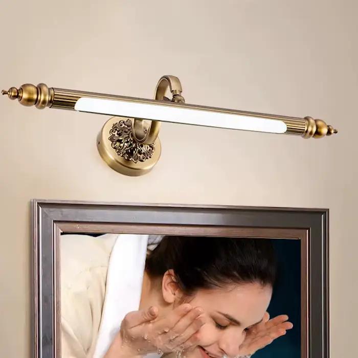 Lampe miroir Led en Bronze marron, 8W, 51cm, Antique, dorée, Europe, chambre à coucher, salle de bains, applique murale, armoire cosmétique, éclairage de peinture