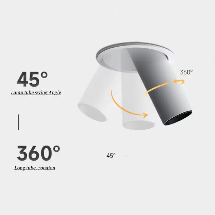 Spot lumineux LED encastrable Long 10W12W 15W Dimmable Anti-éblouissement 360 ° Rotation COB puce AC110V220V plafonnier