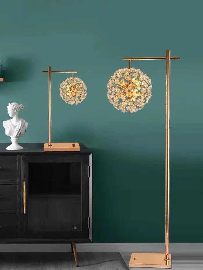 Lampe sur pied moderne en cristal LED en forme de tournesol pour salon