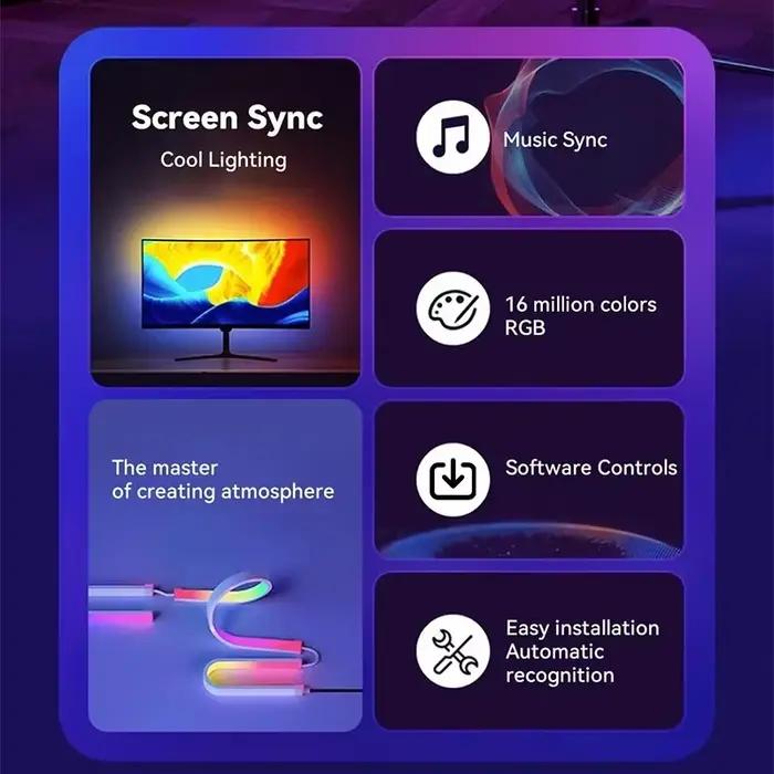 Bande lumineuse LED pour écran PC, affichage ambiant intelligent, synchronisation, moniteur d'ordinateur, rétro-éclairage, couleur rvb, bricolage, jeu, atmosphère de vacances, lampe de décoration