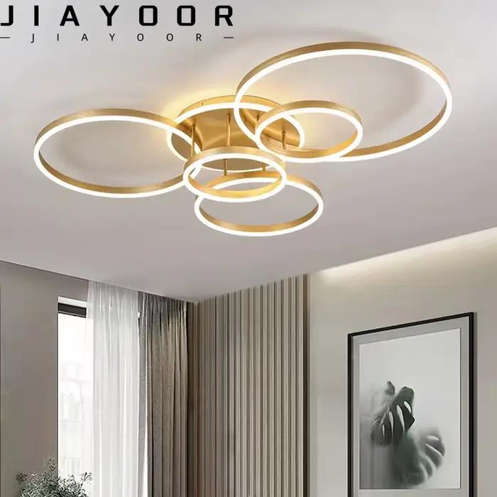 Lampe suspendue LED moderne noire et dorée