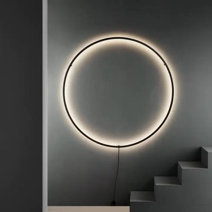 Applique murale LED 80/100/120CM, lumière tricolore moderne, grand cercle, décoration murale pour la maison, chambre à coucher, salon, éclairage intérieur