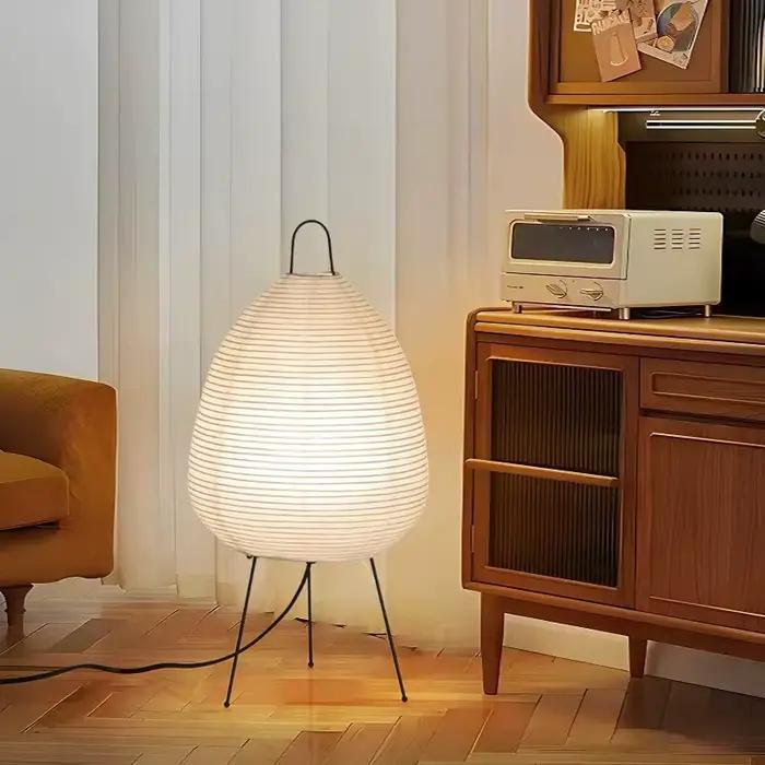Noguchi Akari Lampadaire en papier de riz Lampe de bureau japonaise avec ampoule E27