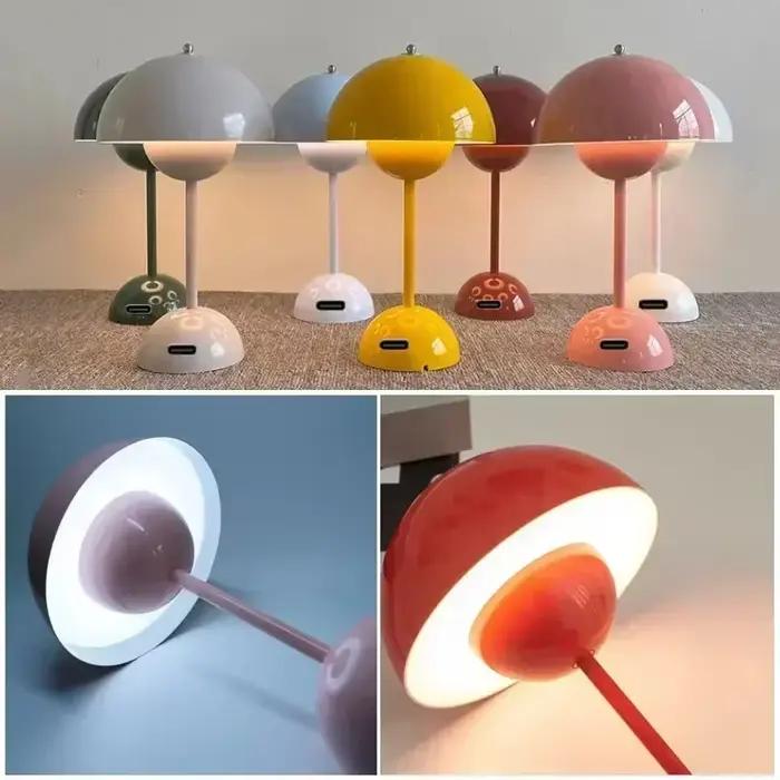 Lampe de Table champignon Rechargeable par USB, réglage à trois vitesses, luminaire d'intérieur, bourgeon de fleur, lampes de bureau, veilleuse décorative