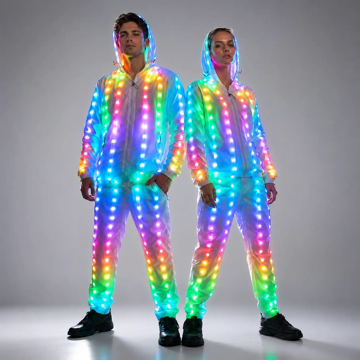 Veste, pantalon et costumes lumineux à LED pleine couleur pour scène, tenues créatives pour événemen