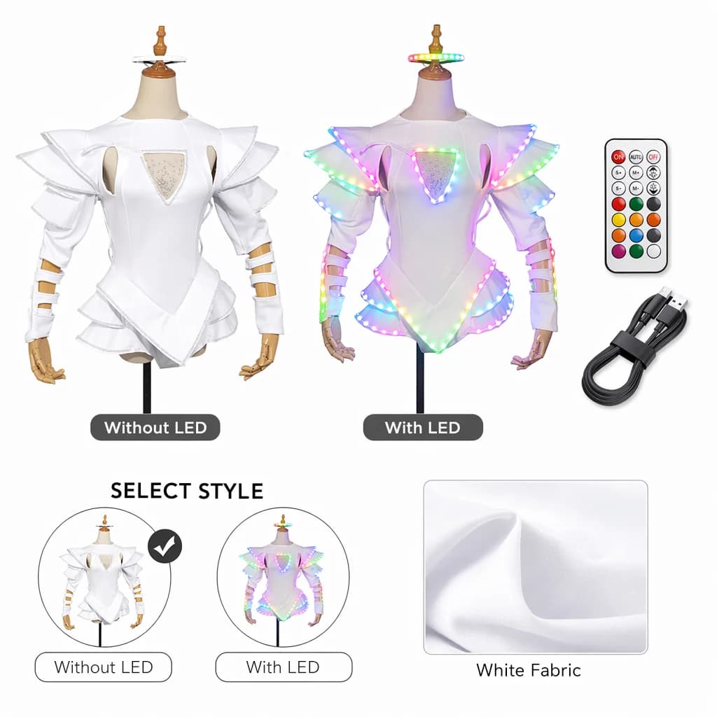 Robe LED polychrome Costume lumineux pour femmes jupe lumineuse DJ GoGo chanteur discothèque Bar écl