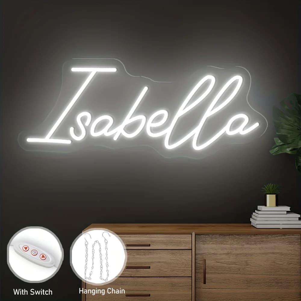 Enseigne néon LED personnalisable et à intensité variable - Alimentation USB, parfaite pour les anni