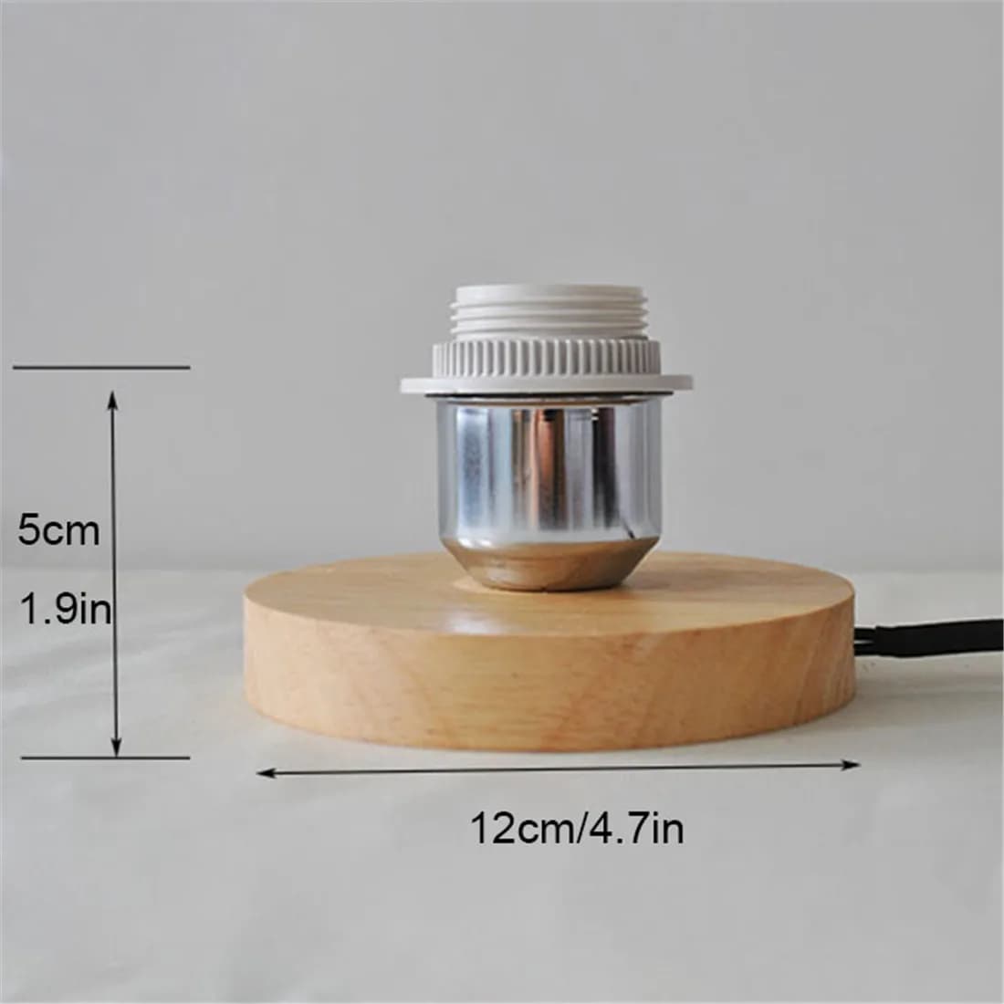 Support de lampe de table en bois massif circulaire avec interrupteur marche/arrêt sur cordon, suppo