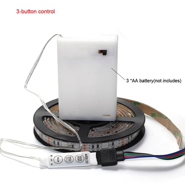 Bande lumineuse LED RGB 5V 5050, batterie 3 17 24 touches, Kit de télécommande, ruban étanche, bande