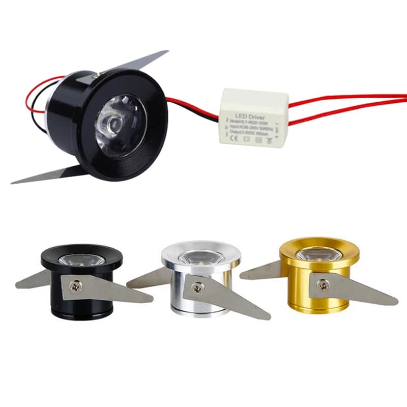 Mini Downlights LED argentés/noir/dorés 1W 3W 100V-240V 12V, présentoir de bijoux intégré, plafonnie