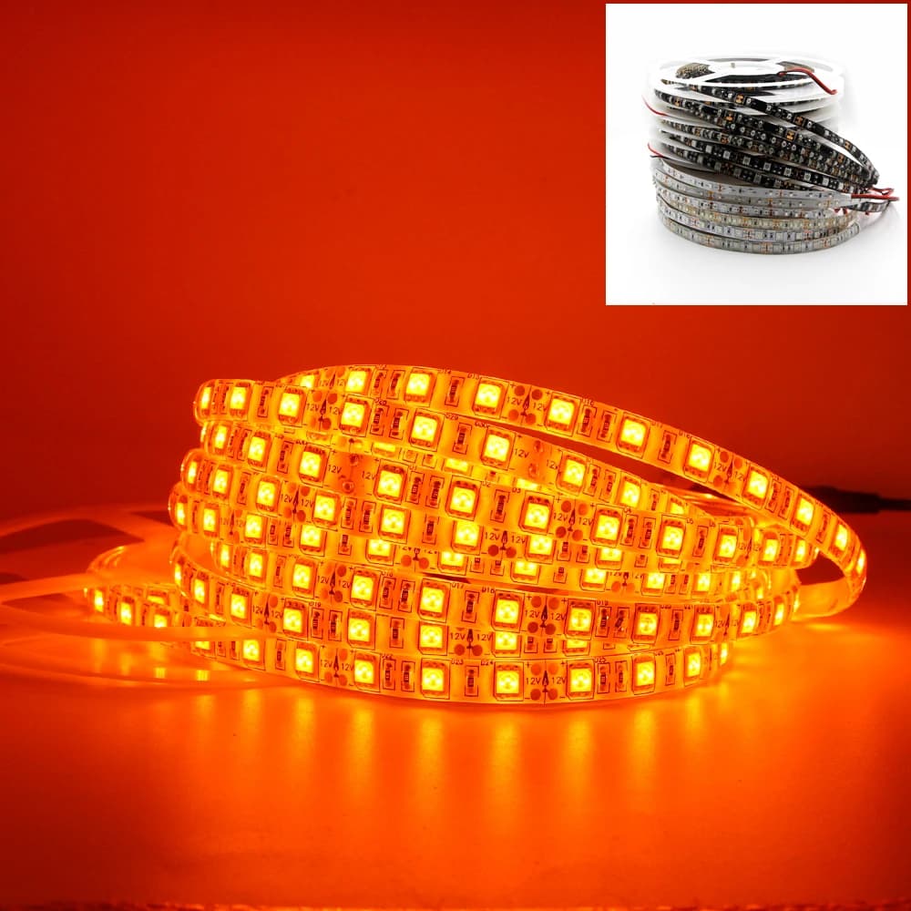Bande lumineuse LED orange, ruban à diodes SMD 5050 3528, 12V, 1m 2m 3m 4m 5m, 600nm