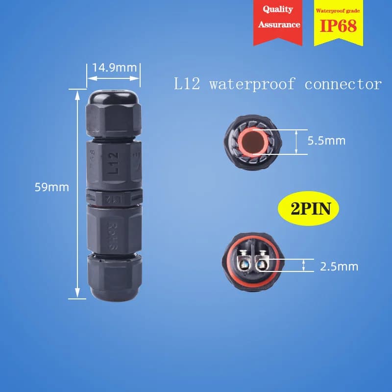 Connecteur étanche IP68 de type assemblé pour fils et câbles, connecteur rapide 2/3/4 broches, conne