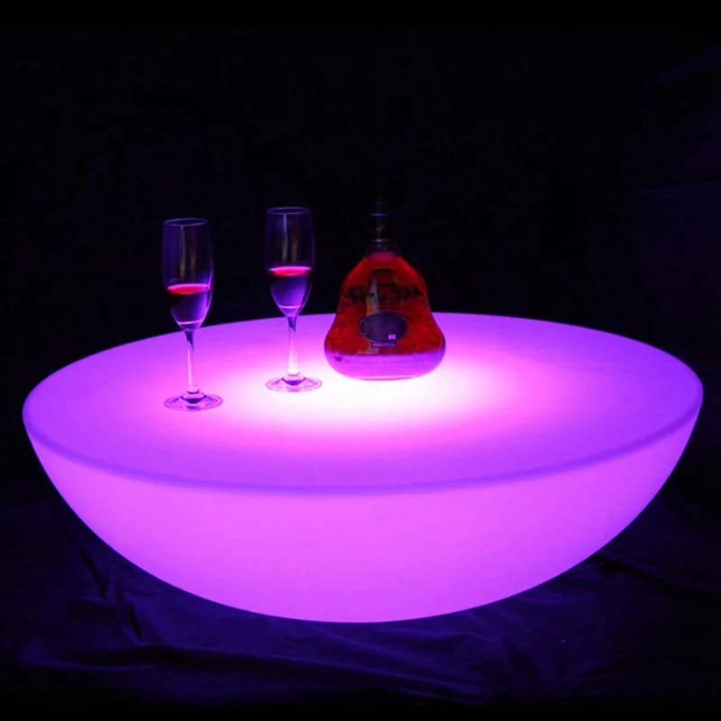 Meubles lumineux LED, Table de Bar LED, D66 * H22cm, Table basse, batterie Li Rechargeable, étanche