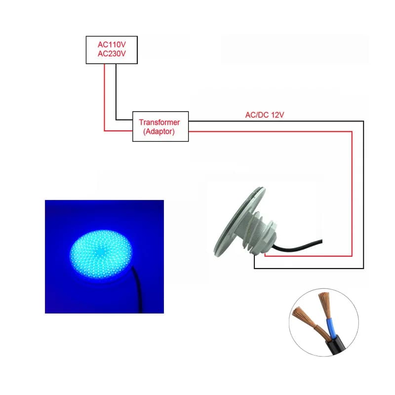 Lumière sous-marine à LED pour piscine Intex, 25W, 30W, 42W, 50W, 60W, AC 12V, diviseur RVB, install
