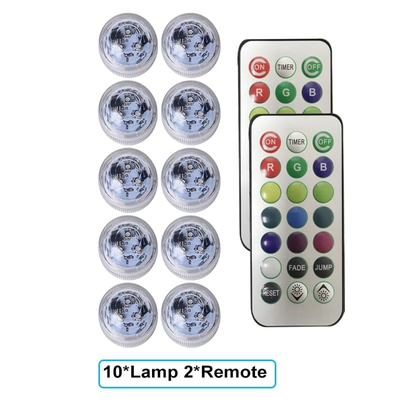Lumières Led submersibles étanches à piles, 13 couleurs, lumière sous-marine pour aquarium, piscine,