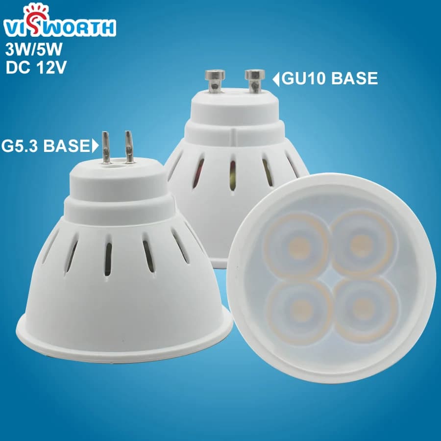 Ampoule LED GU10 pour lampe de table, spot 3W 5W G5.3, SMD2835 zel16, éclairage AC DC 12V blanc chau