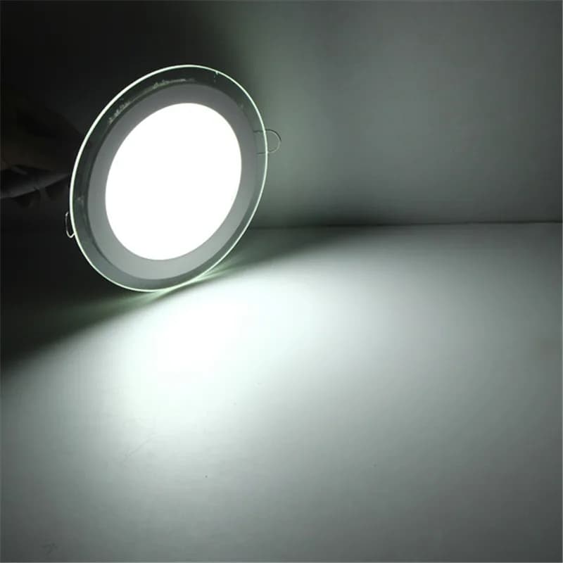 Panneau LED encastré rond de 18 watts, panneau en verre, éclairage encastré au plafond, lampe AC85-2