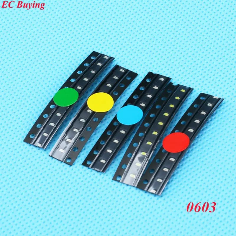 Diodes électroluminescentes LED à montage en Surface, 5 couleurs * 10 pièces = 50 pièces, 0603 Diode