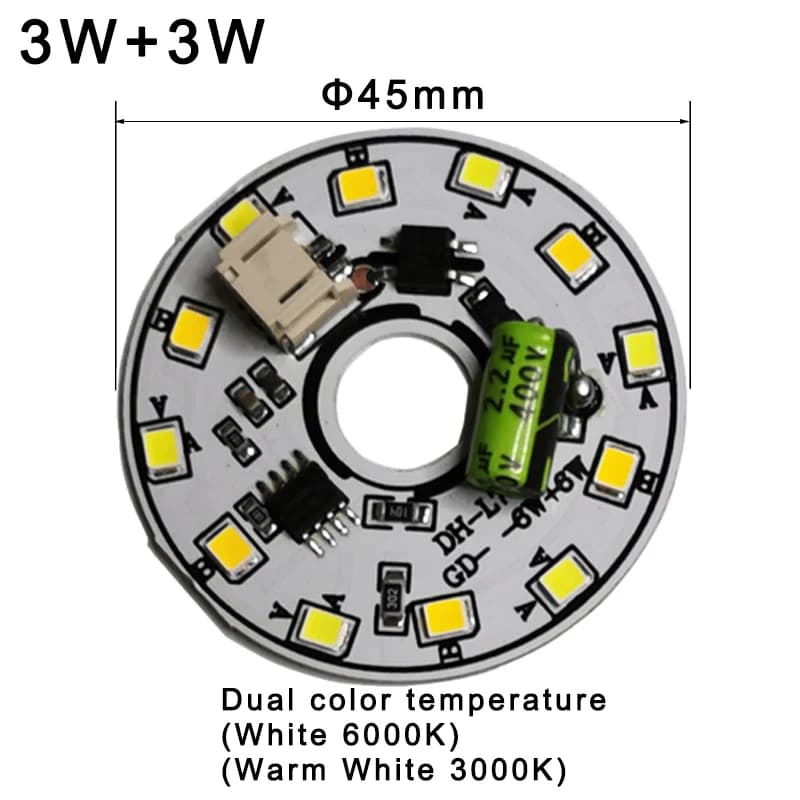 Puce d'ampoule LED 3W 6W 12W 18W AC 220V 240V IC intelligent, pas besoin de pilote, bricolage, blanc