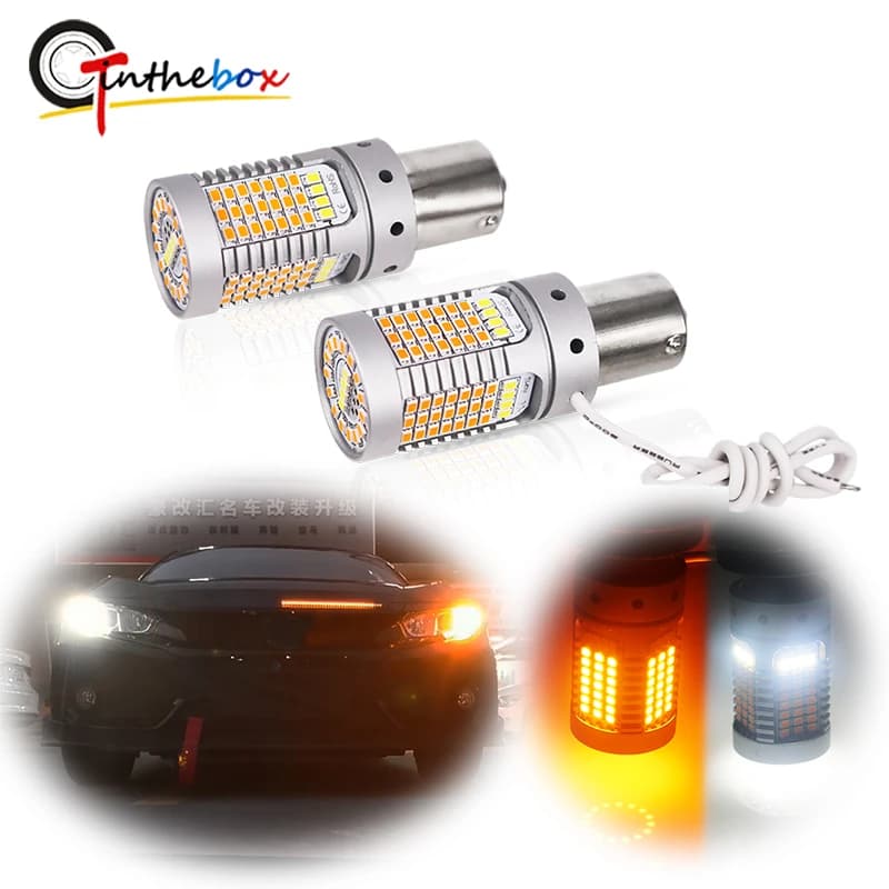 Ampoule blanche/ambre pour feux de jour DRL/clignotant 12V, sans Hyper Flash BAU15S 7507 – 21W BA15S