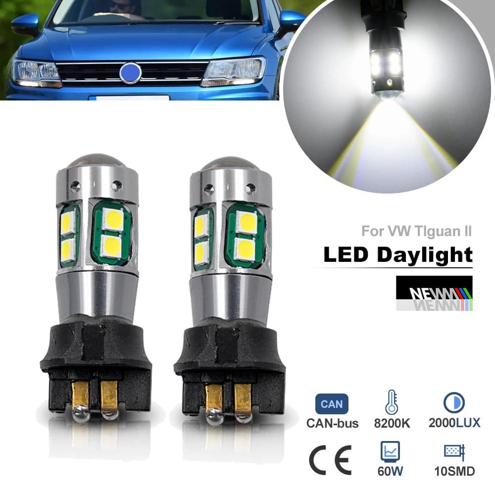 Feu de jour LED pour VW Tiguan Mk2 AD/BW SE Nav 2017-up Canbus PW16W PW24W PWY24W DLR, ampoule de st