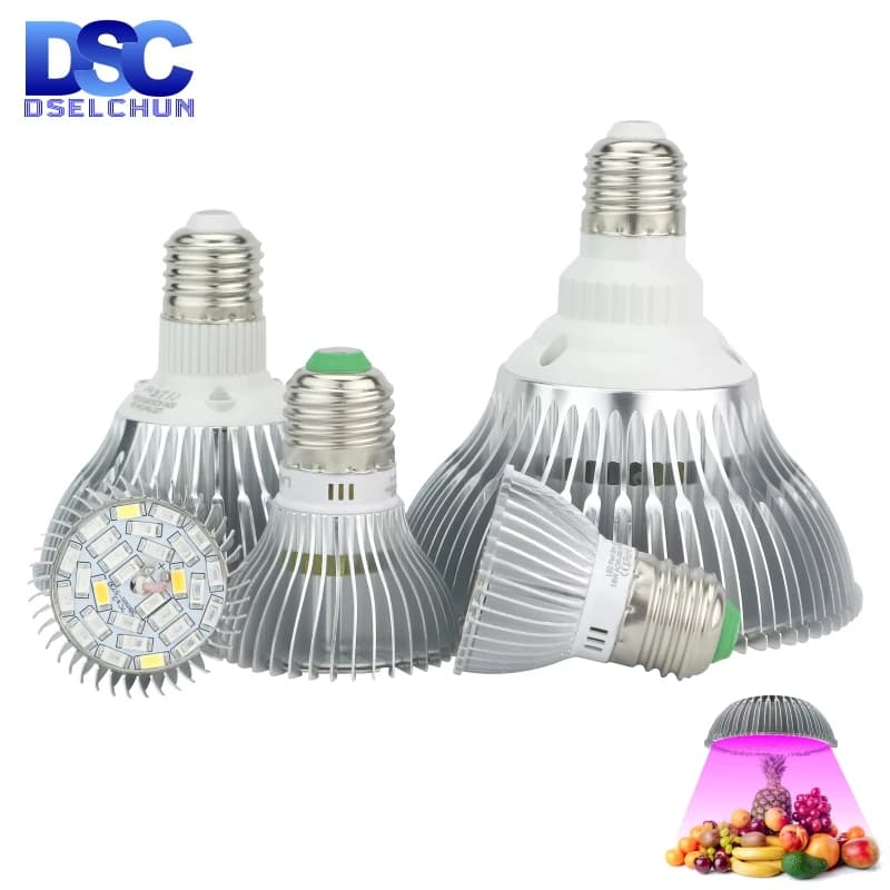 LED élèvent la lumière E27 spectre complet 18W 28W 30W 50W 80W pour plante hydroponique lumière AC85
