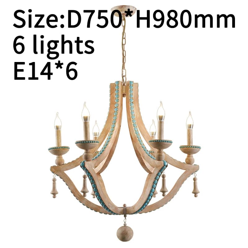 Lustres en bois massif nordique Turquoise éclairage Loft décor salon Foyer lustres hall bohème europ