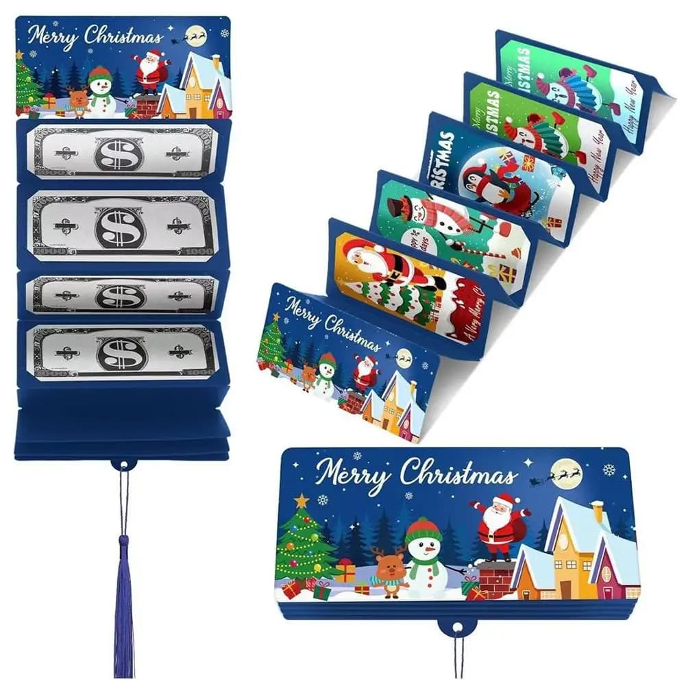 Enveloppe de carte d'argent de noël, décorations de joyeux noël pour la maison, carte de billet de b