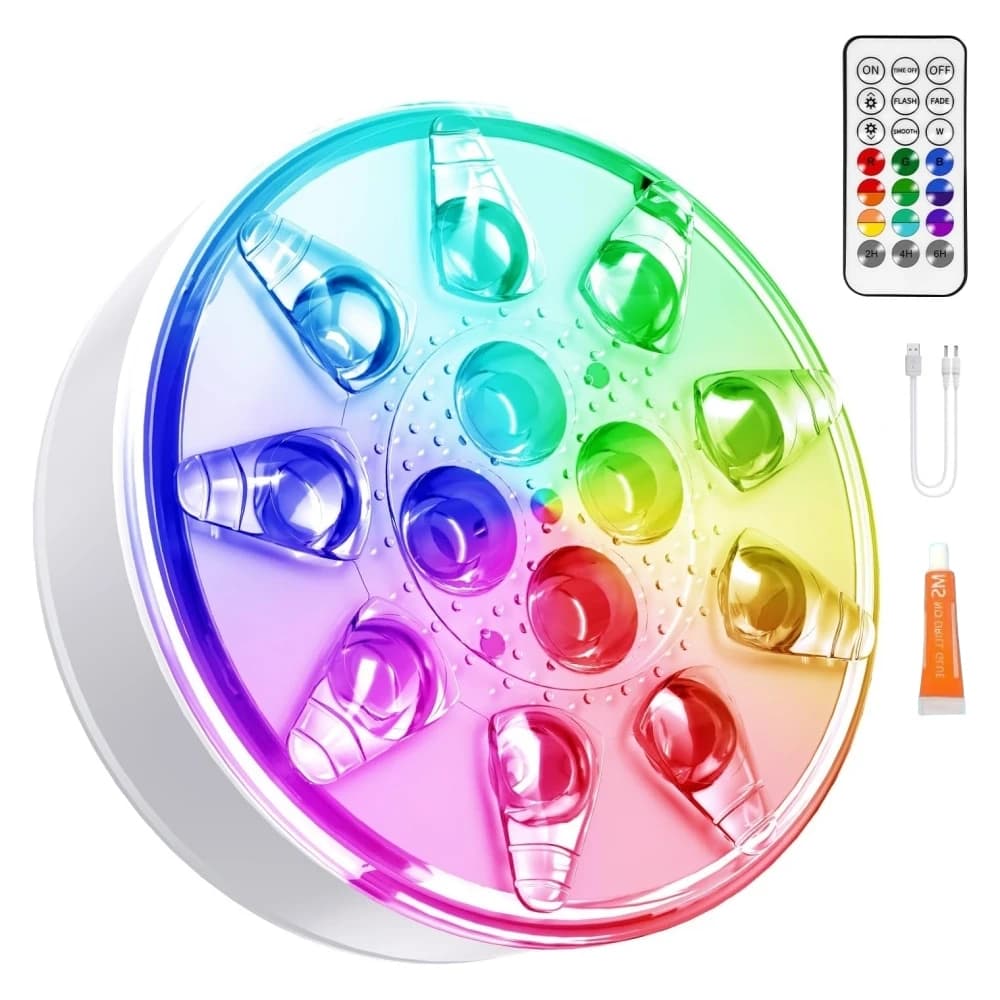 Lumières de piscine rechargeables IP68 lumières de piscine LED submersibles étanches avec télécomman