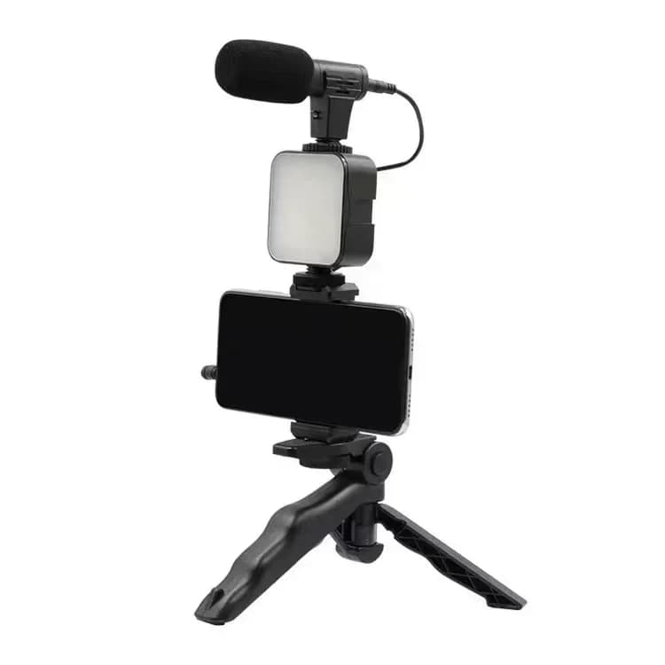 Kit de trépied de téléphone Portable avec lumière de remplissage LED, avec micro, pour Streaming en 