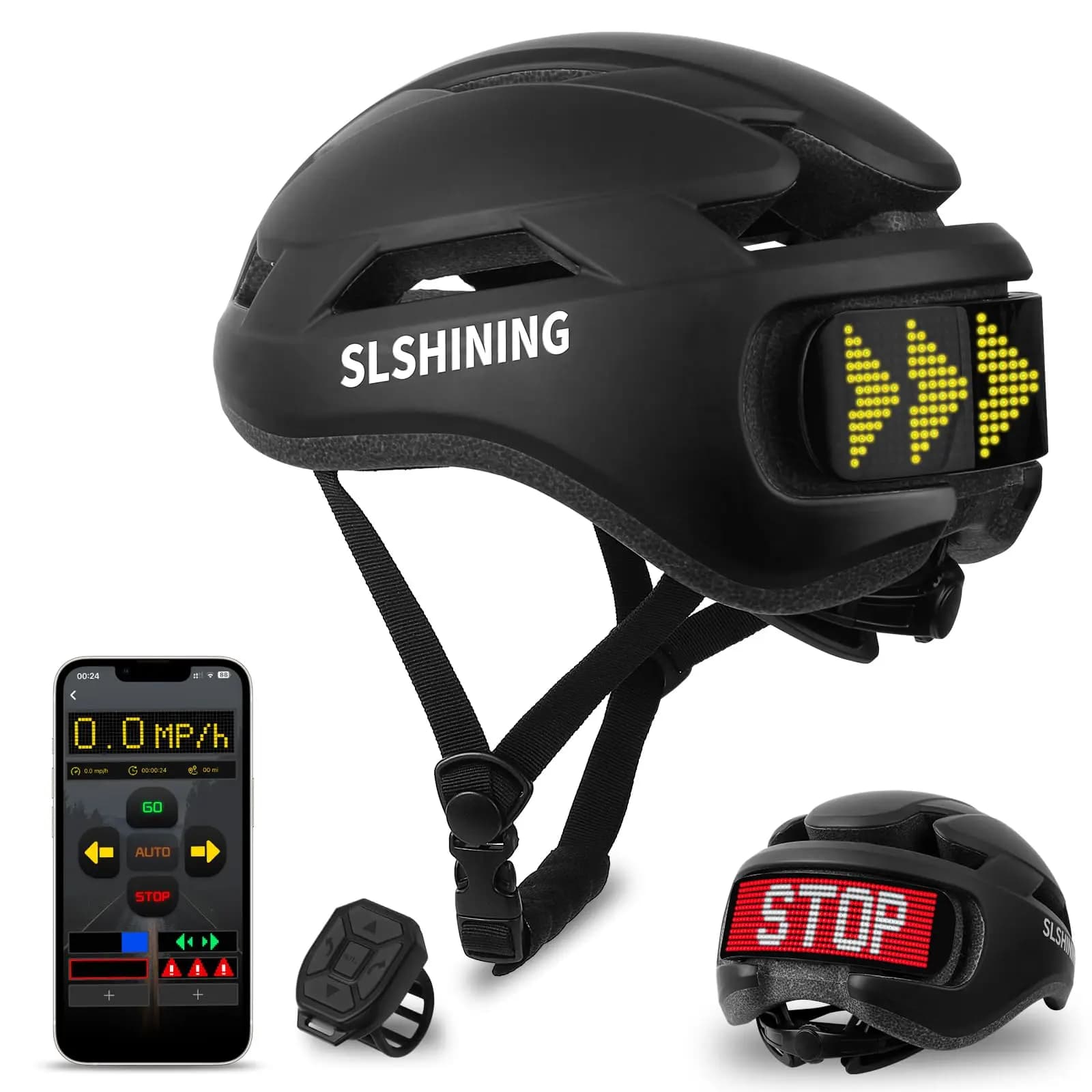 Casque de vélo SLSHINING avec lumière, casque à écran LED avec contrôle par application, écran LED p
