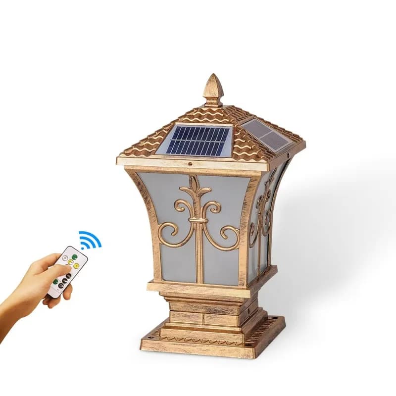 Lampe solaire ronde d'extérieur avec télécommande, 3 couleurs réglables, étanche, pour jardin, potea