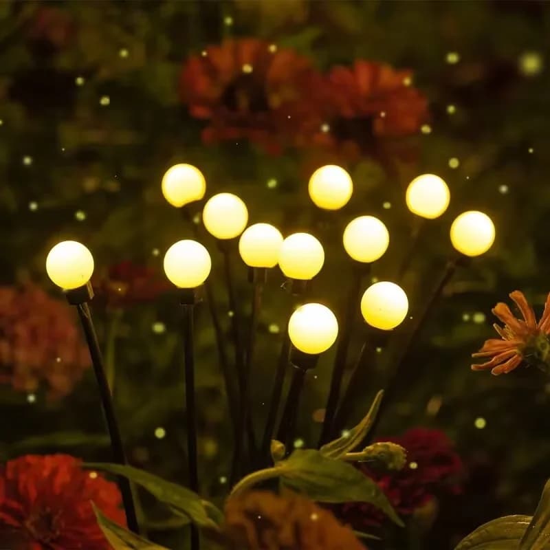 10 lampes solaires LED en forme de lucioles, lumières RGB IP65 étanches pour extérieur, lampes de ja