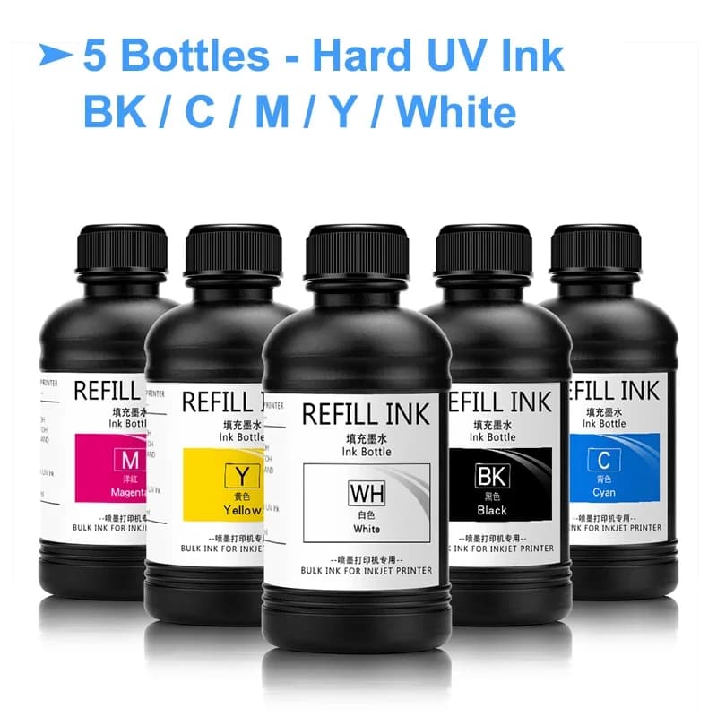 Encre UV LED 5x250ML pour tête d'impression DX4 DX5 DX6 DX7 DX10 TX800 XP600 pour imprimante à plat