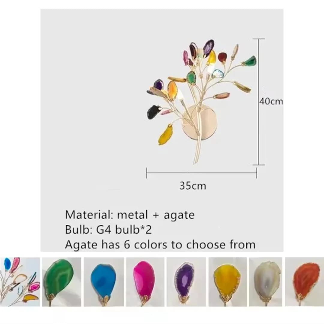 Lumière de luxe Art suspension lampe créative fleur Design Agate cristal éclairage pour chambre salo