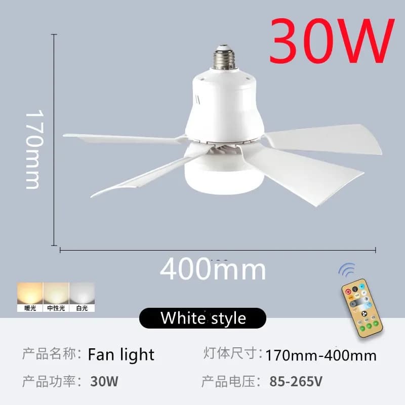 Ventilateur de plafond LED 60W avec fonction de variation de luminosité à distance, adapté au salon,
