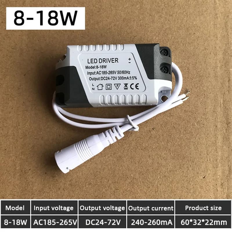 Pilote LED 9W 12W 15W 18W 24W 300mA, unité d'alimentation LED, transformateurs d'éclairage pour band