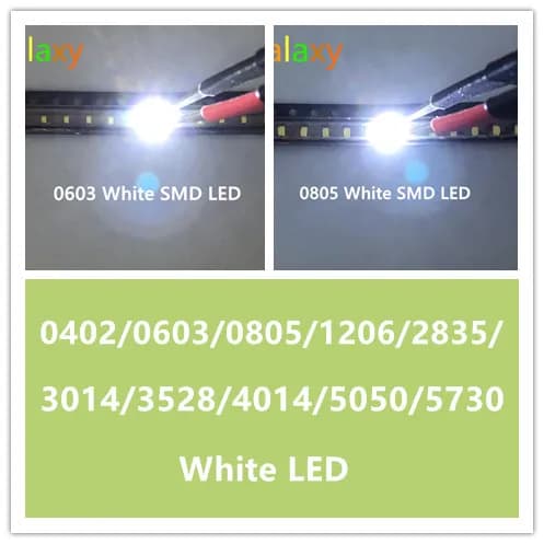 Diodes électroluminescentes, SMD 0402 0603 0805 2835 3528 1206 5050 5730 3014 4014 100, diode électr